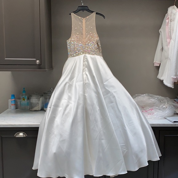 Jovani White Bedazzled Prom Dress